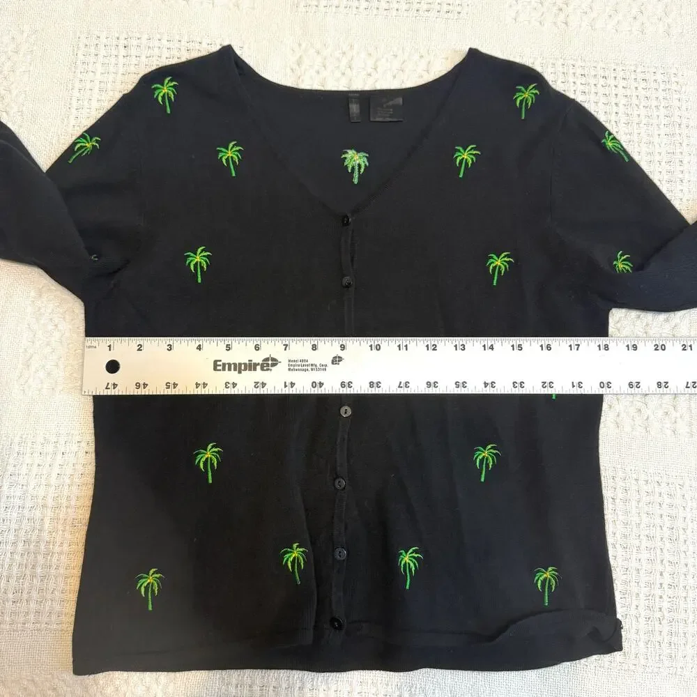Etoile large embroidered palm tree cardigan sweater top SP 2758